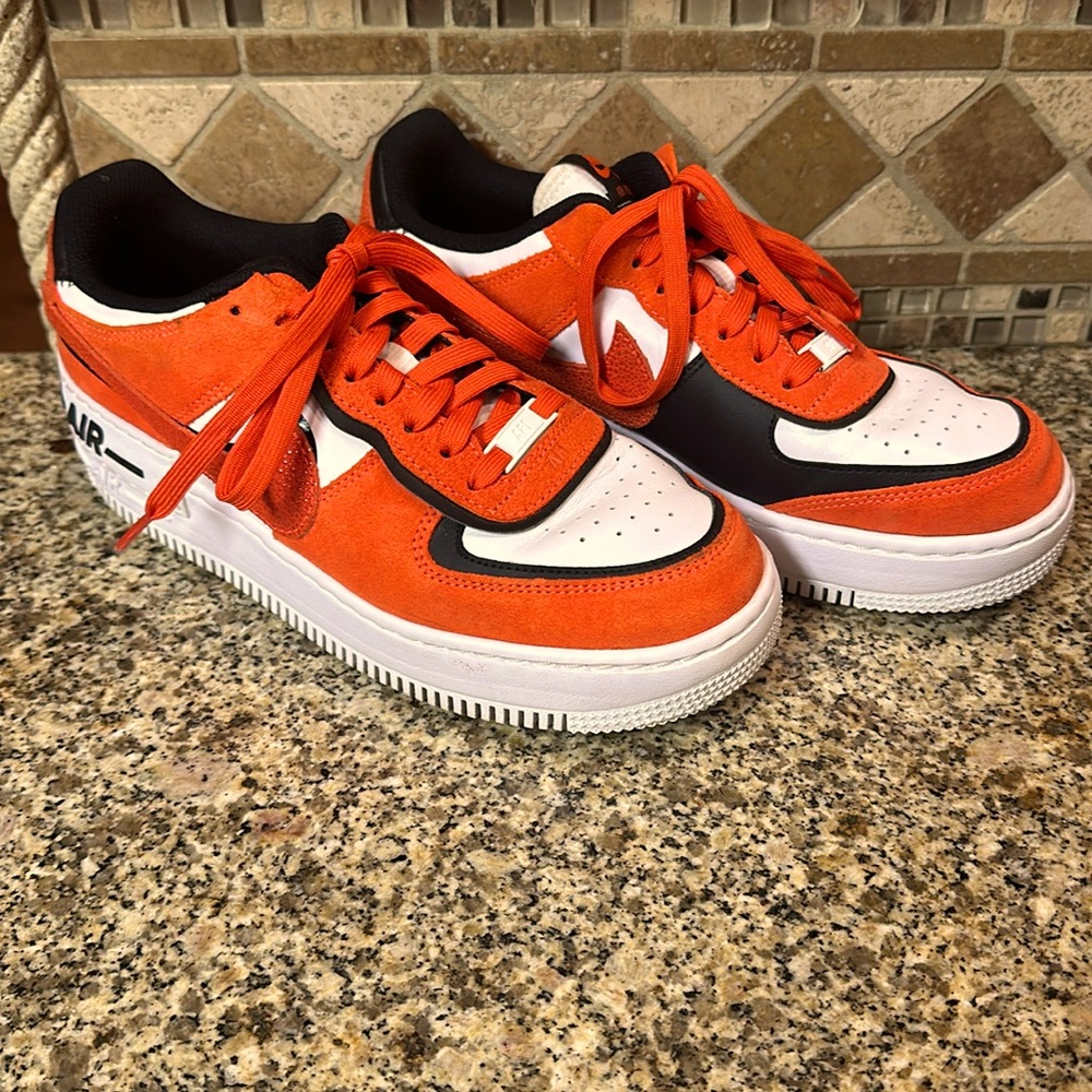 NIKE AirForce1 size W9.5 worn twice. Bought for daughter they were school colors